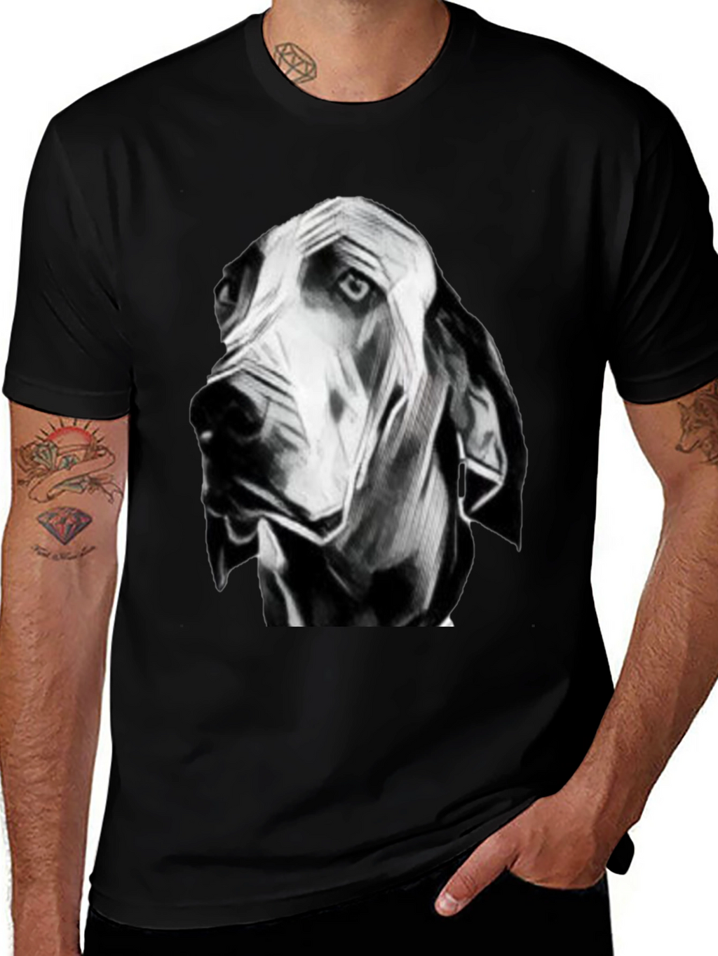 Dog Graphic Black T-Shirt for Men