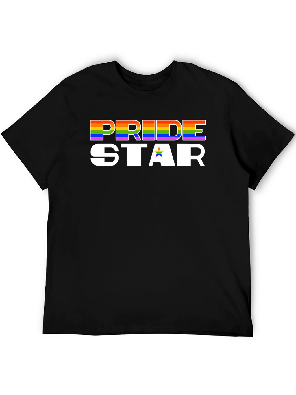 Pride Star Rainbow Graphic Tee - Black