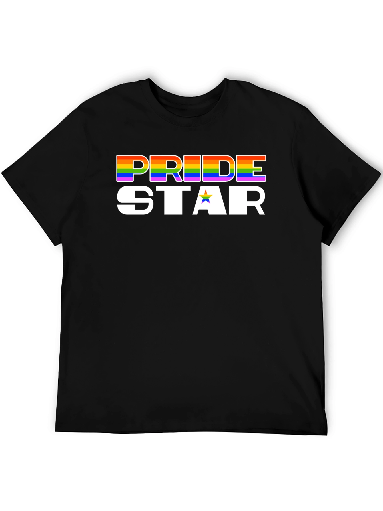 Pride Star Rainbow Graphic Tee - Black