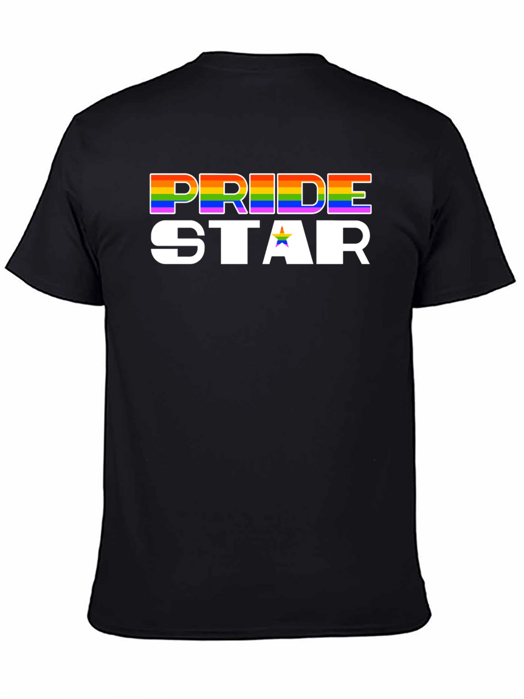 Pride Star Rainbow Graphic Tee - Black