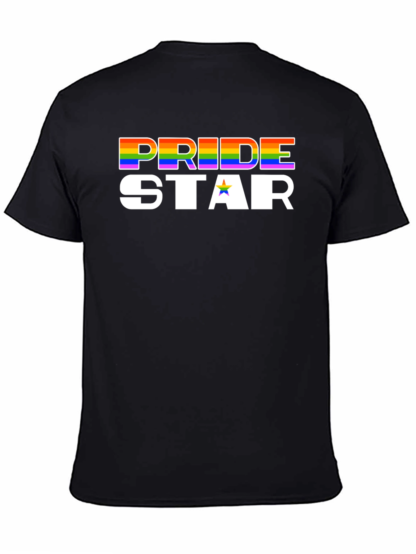Pride Star Rainbow Graphic Tee - Black