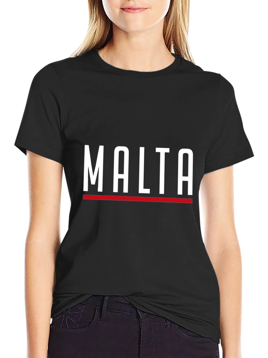 Malta Graphic Tee - Sleek Black Cotton T-Shirt