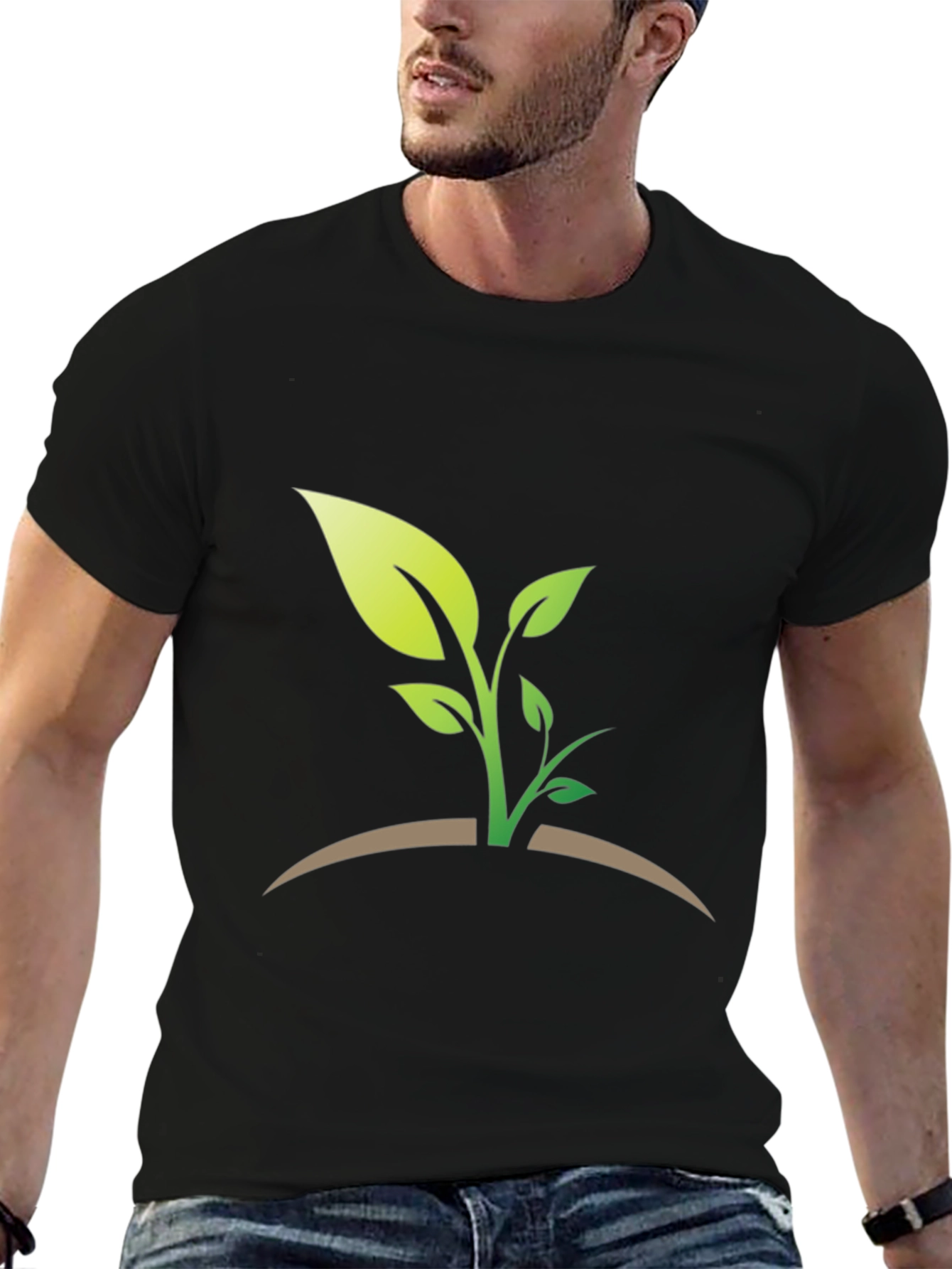 Green Sprout Graphic T-Shirt - Black