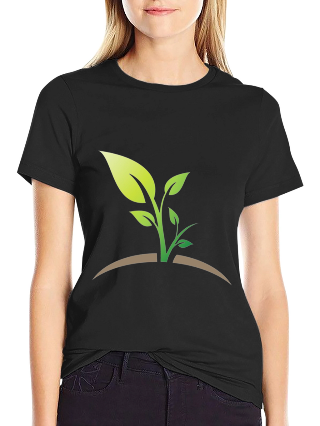 Green Sprout Graphic T-Shirt - Black