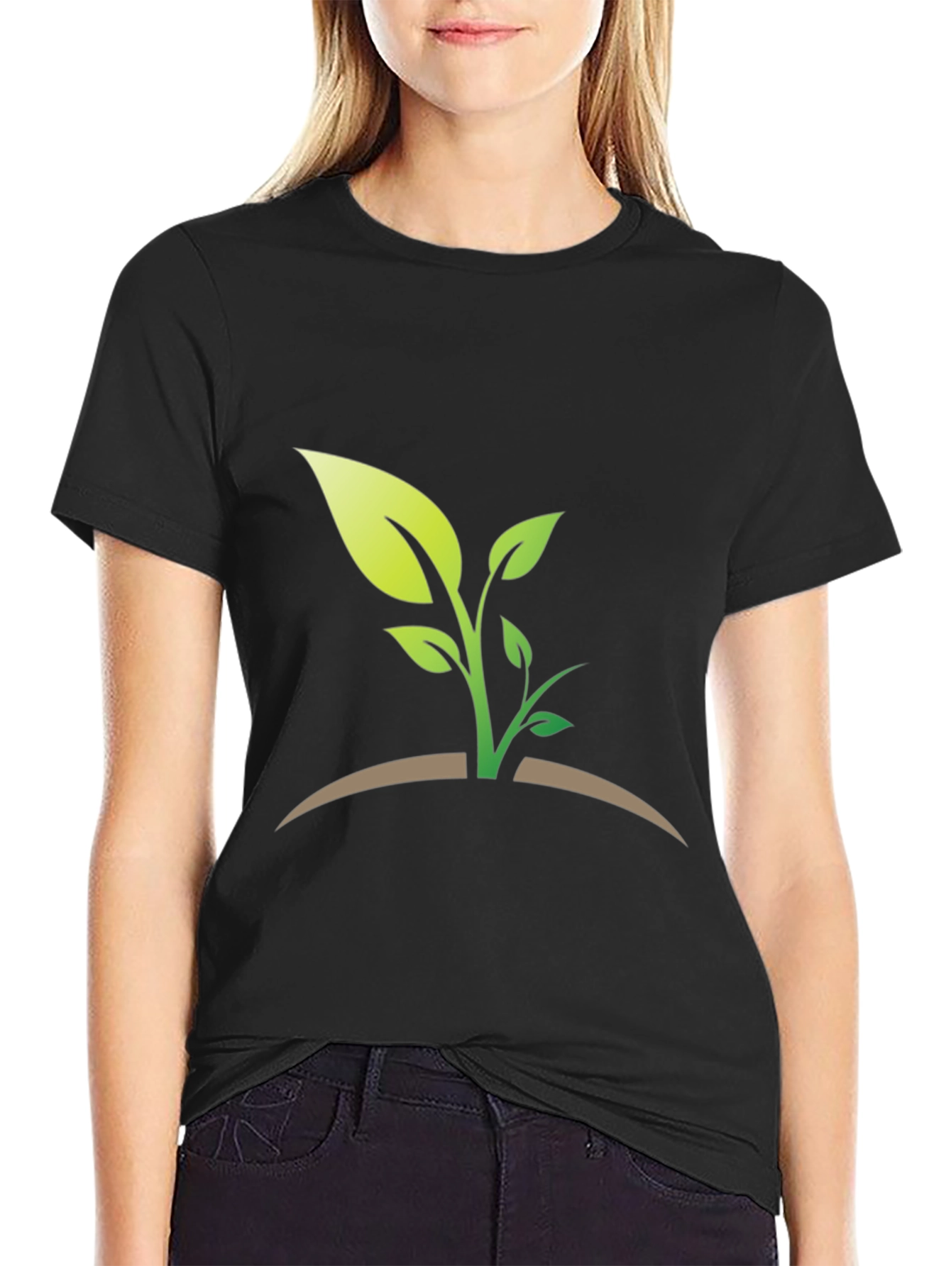 Green Sprout Graphic T-Shirt - Black