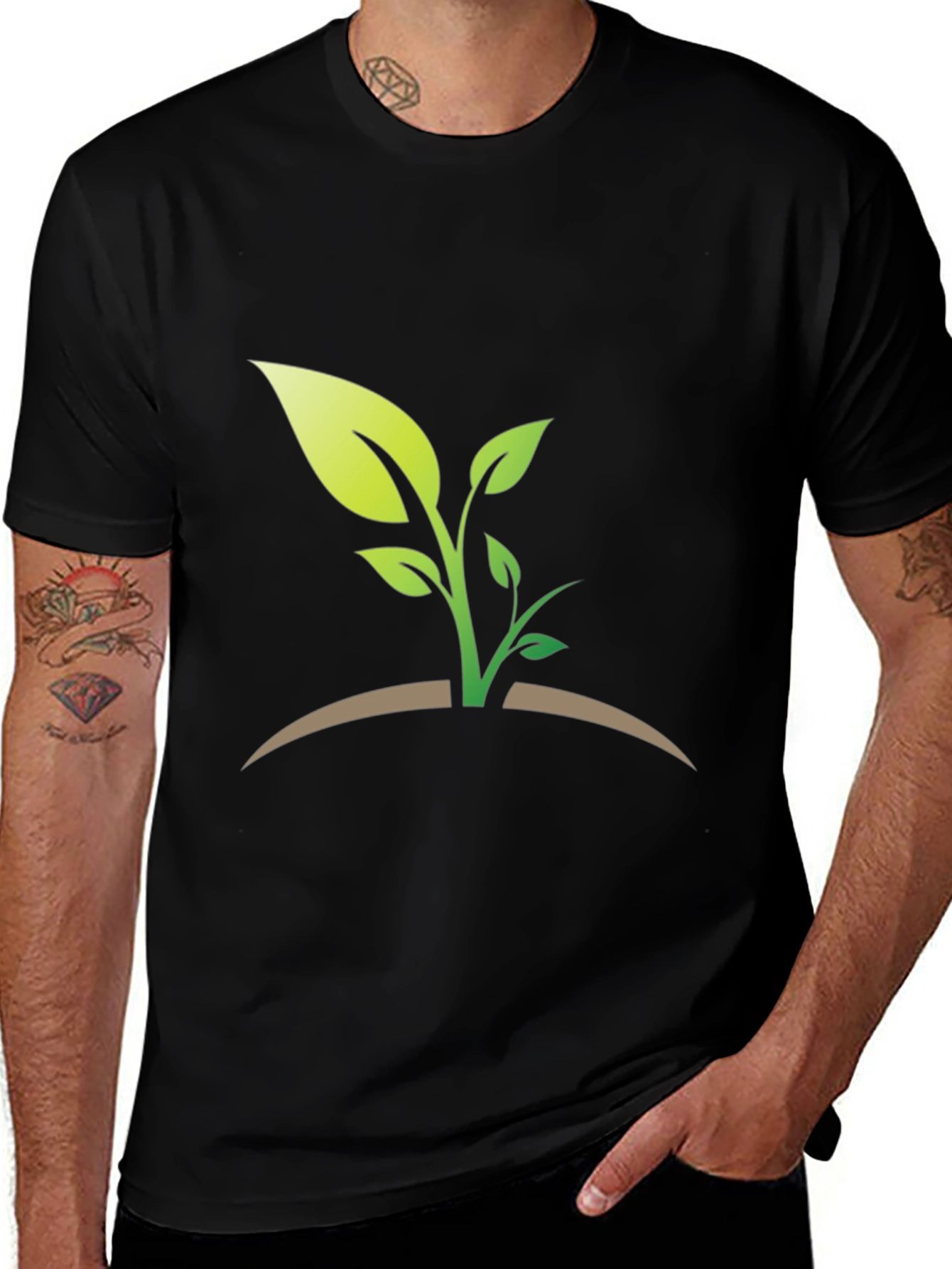 Green Sprout Graphic T-Shirt - Black