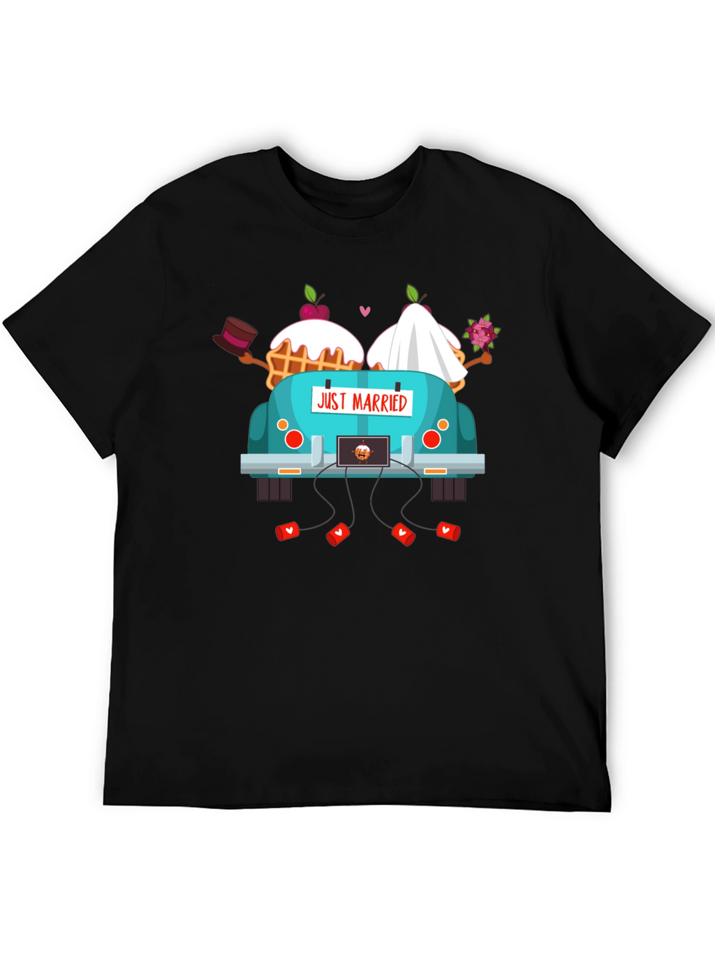 Just Married Couple Car T-Shirt - Black