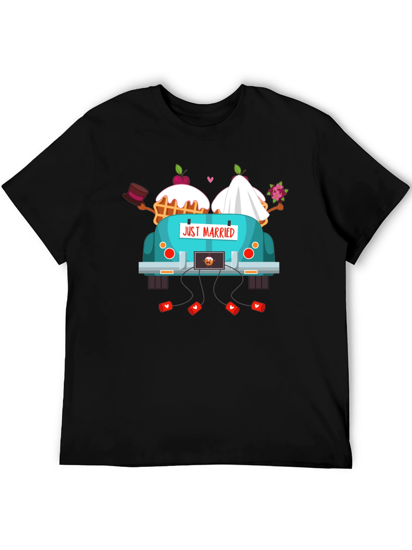 Just Married Couple Car T-Shirt - Black