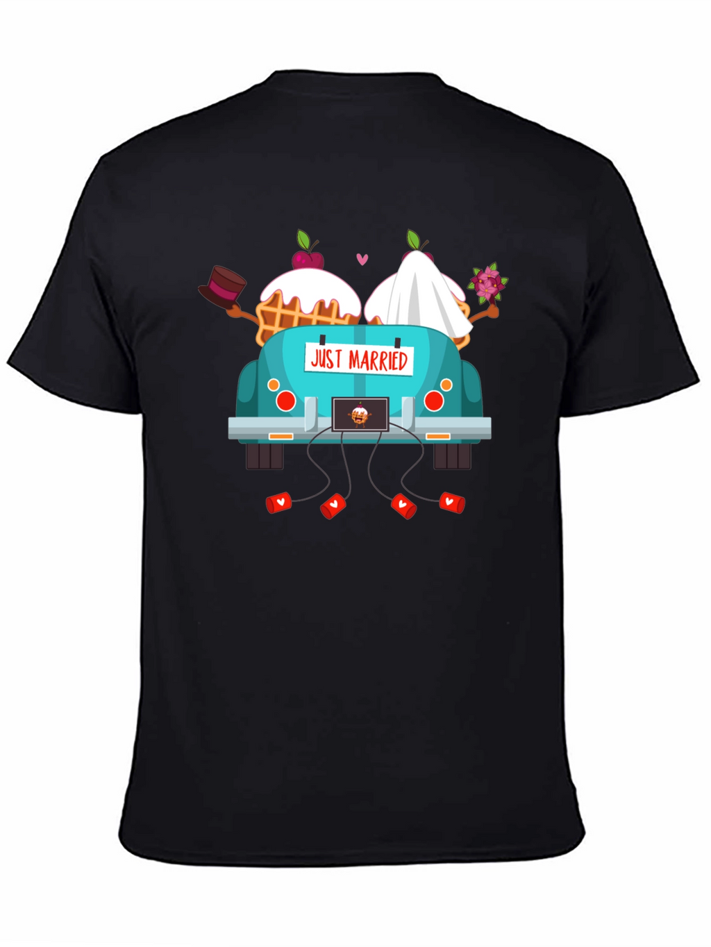 Just Married Couple Car T-Shirt - Black
