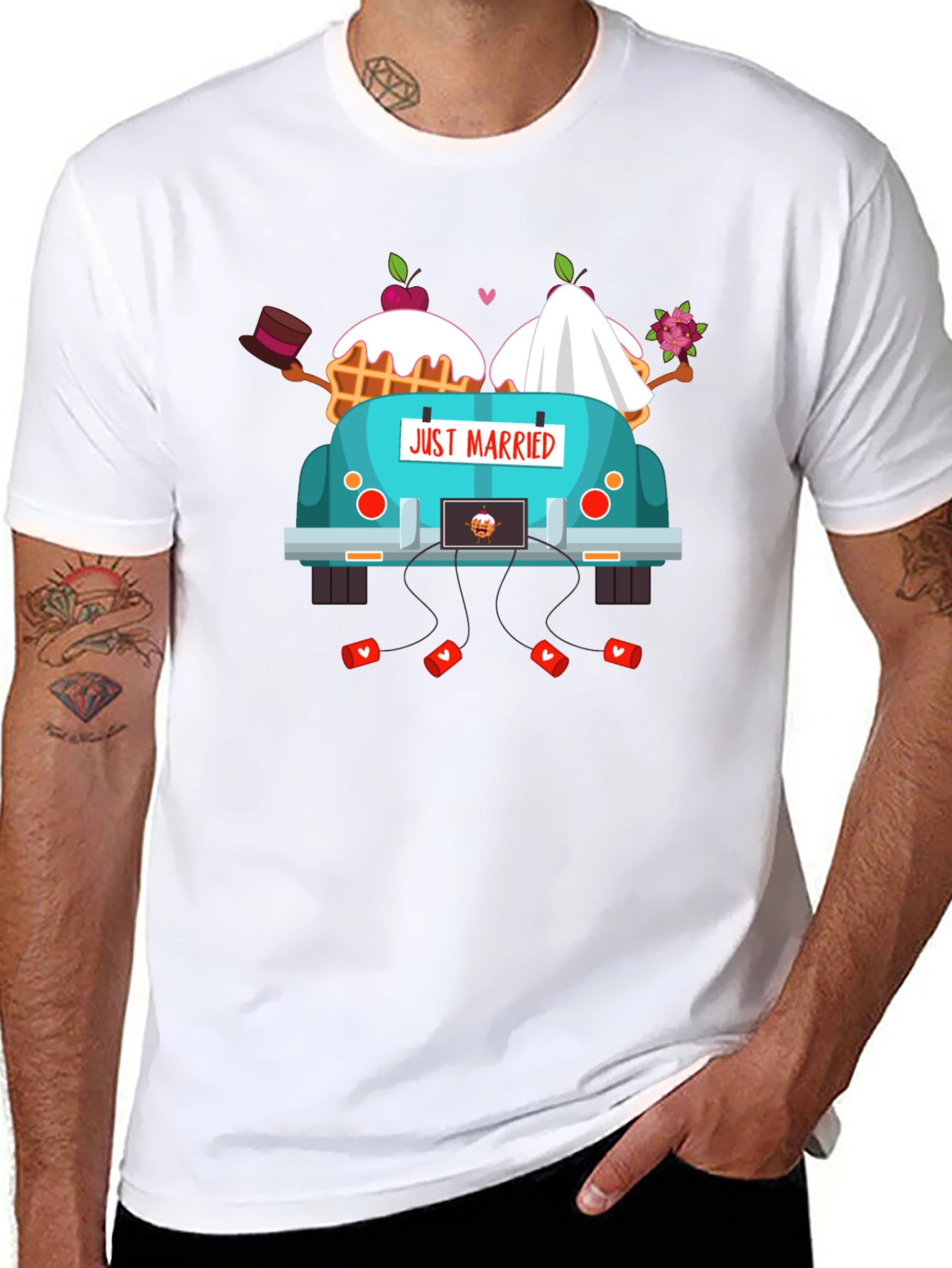 Just Married Couple Car T-Shirt - Black