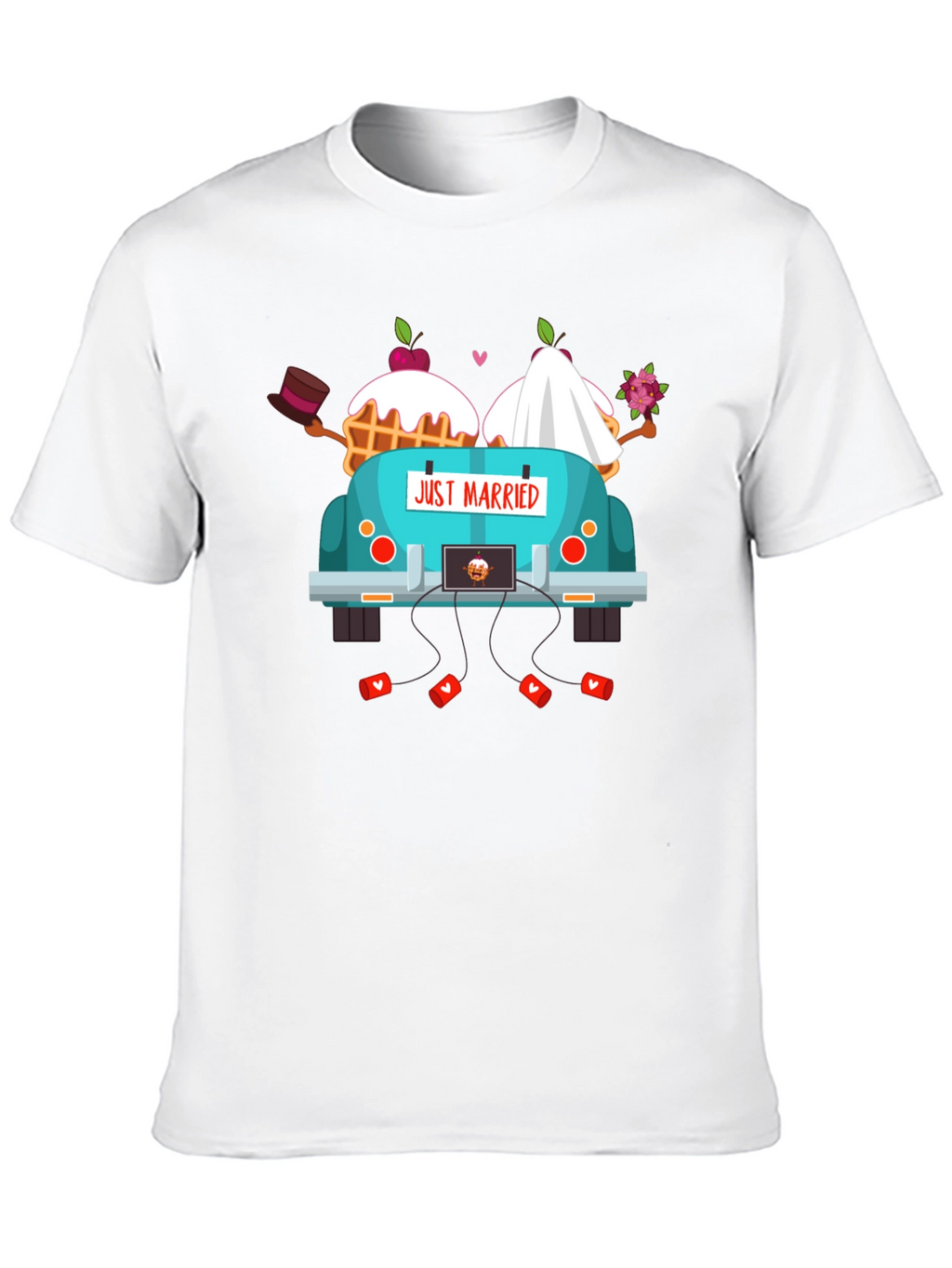 Just Married Couple Car T-Shirt - Black