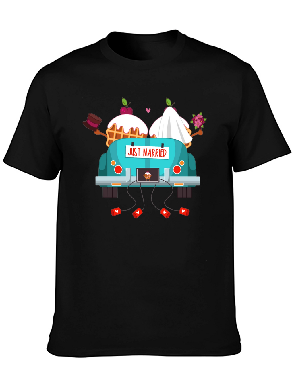 Just Married Couple Car T-Shirt - Black