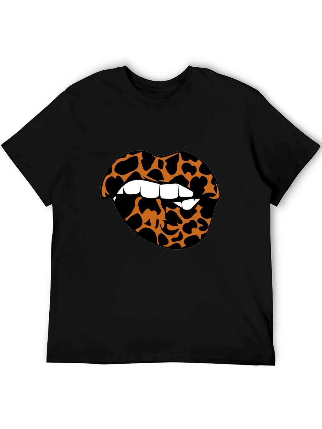 Leopard Lips Graphic Tee - Stylish Crew Neck T-Shirt