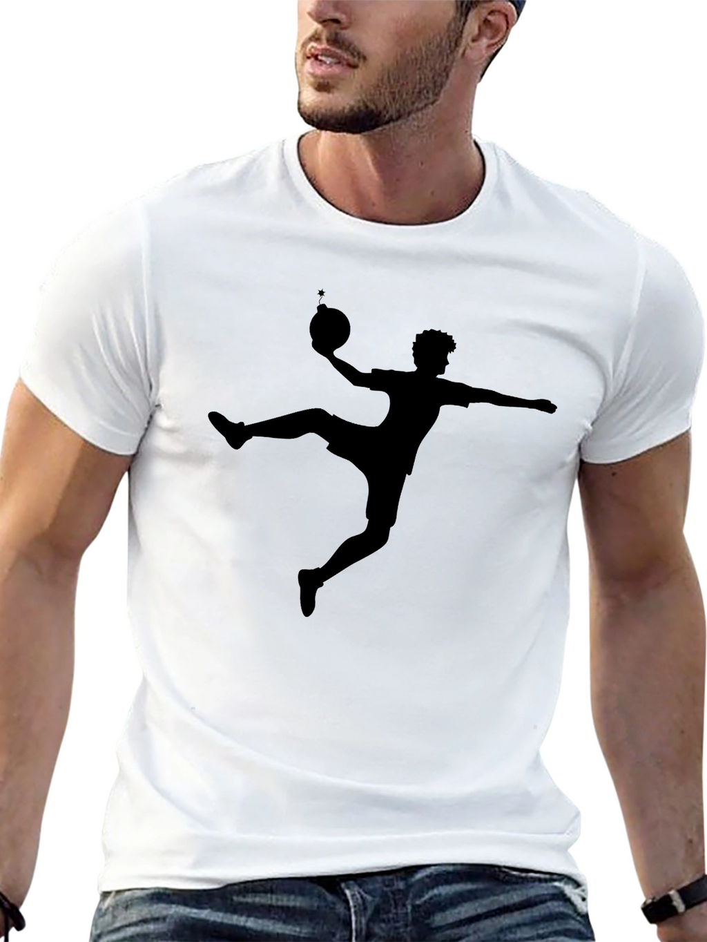 Black T-Shirt with Silhouette Sport Design