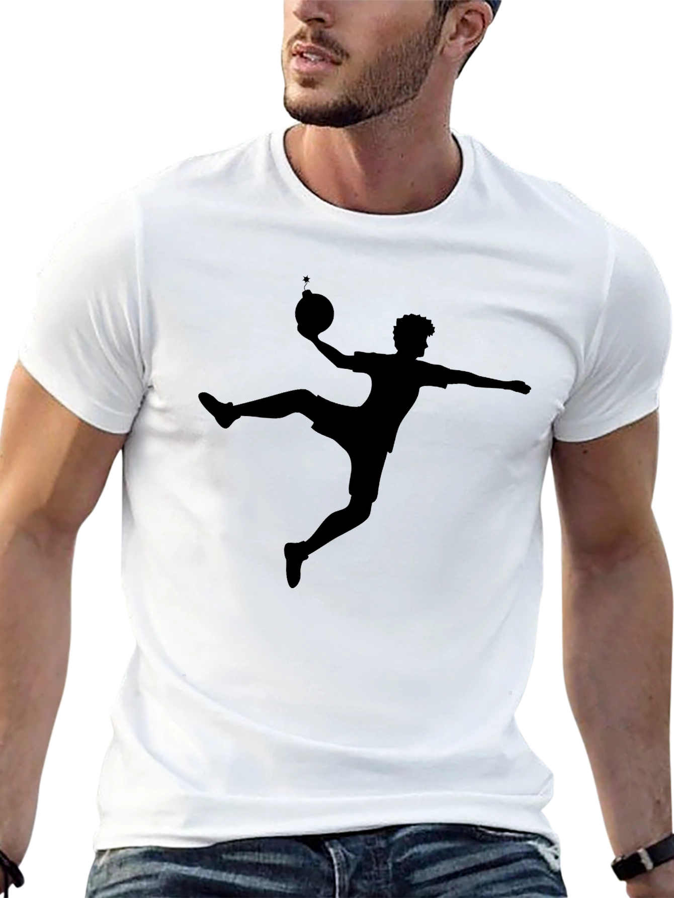 Black T-Shirt with Silhouette Sport Design
