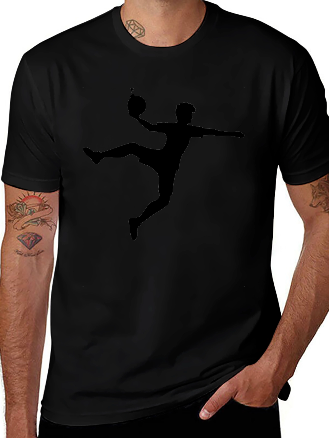 Black T-Shirt with Silhouette Sport Design
