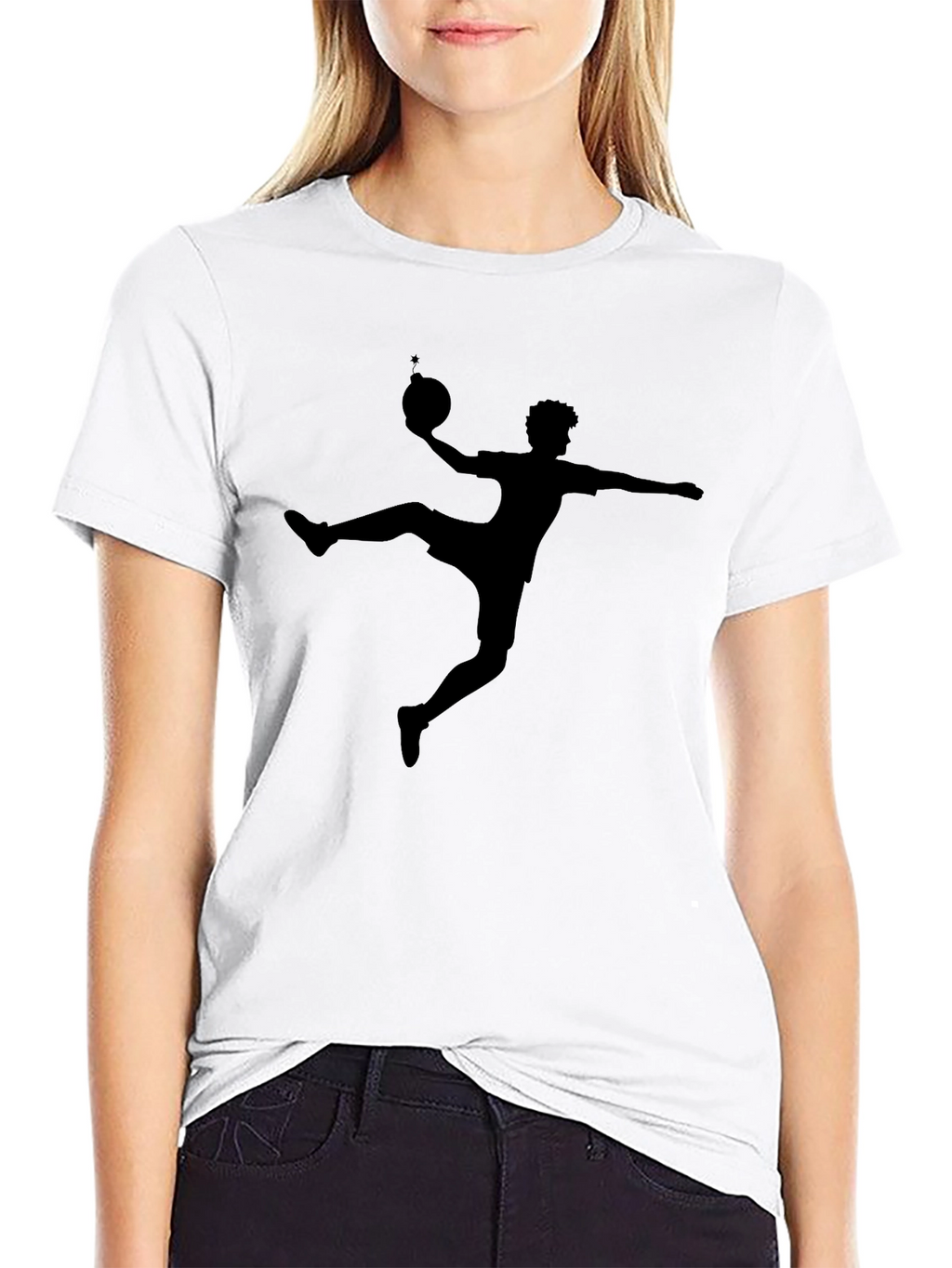 Black T-Shirt with Silhouette Sport Design