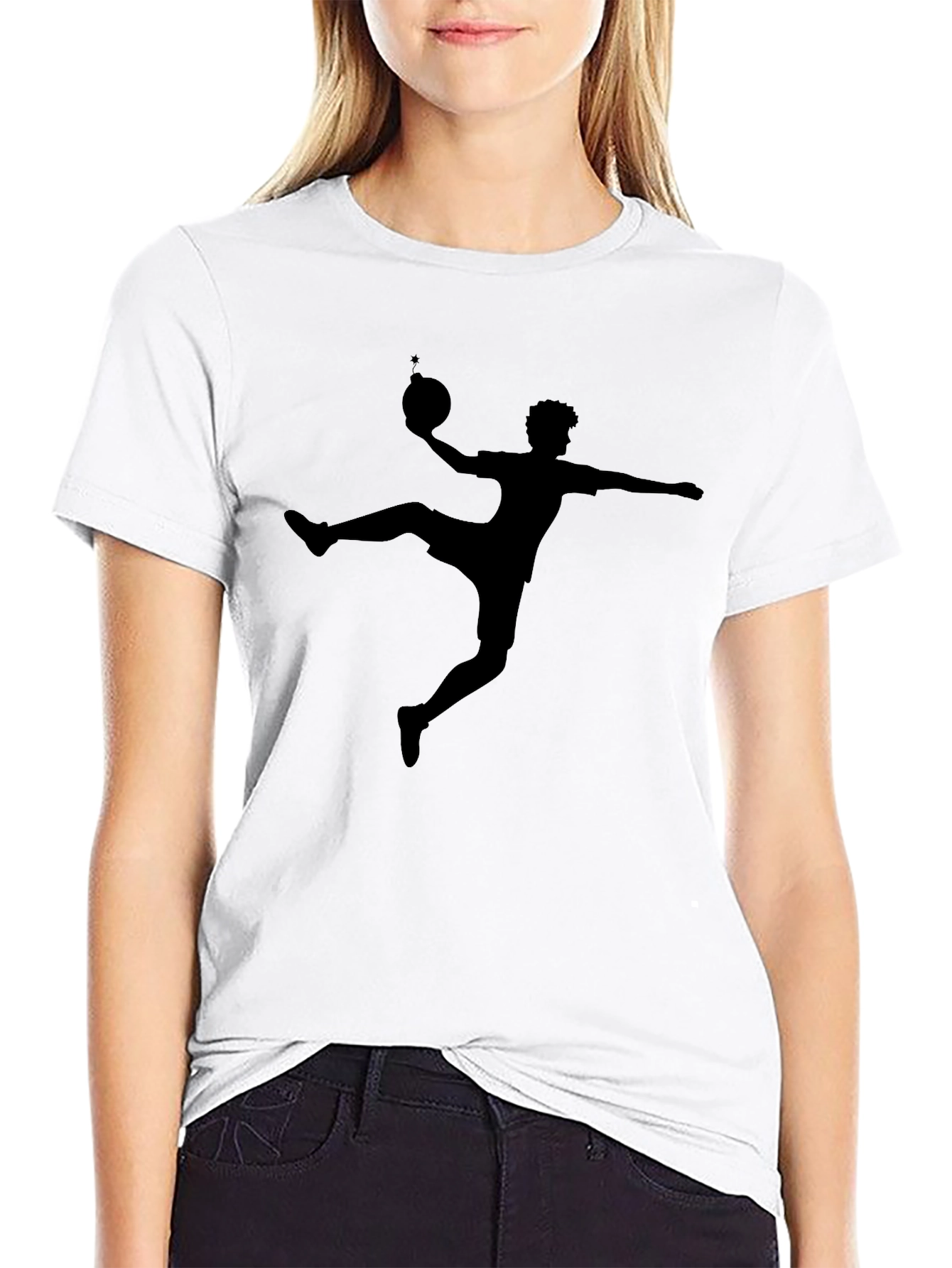 Black T-Shirt with Silhouette Sport Design