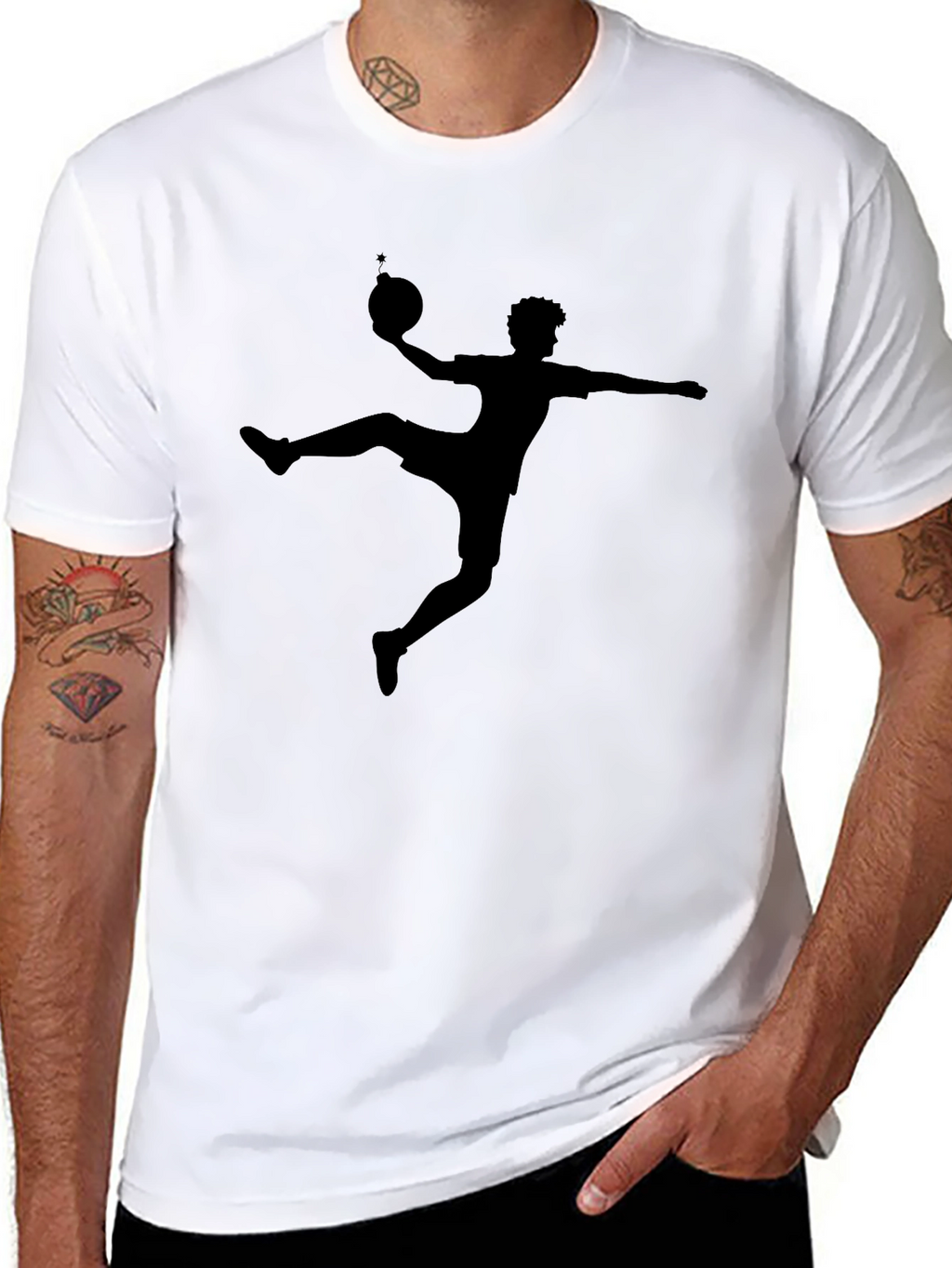 Black T-Shirt with Silhouette Sport Design