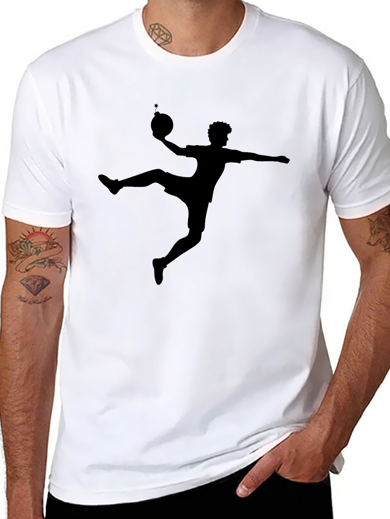 Black T-Shirt with Silhouette Sport Design