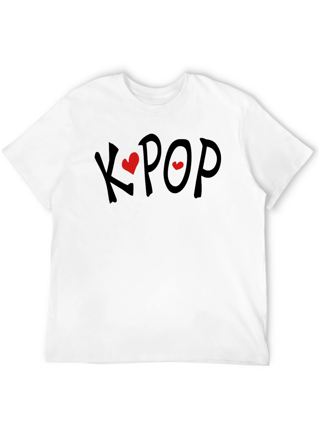 K-Pop Heart Tee - Black Cotton Blend T-Shirt