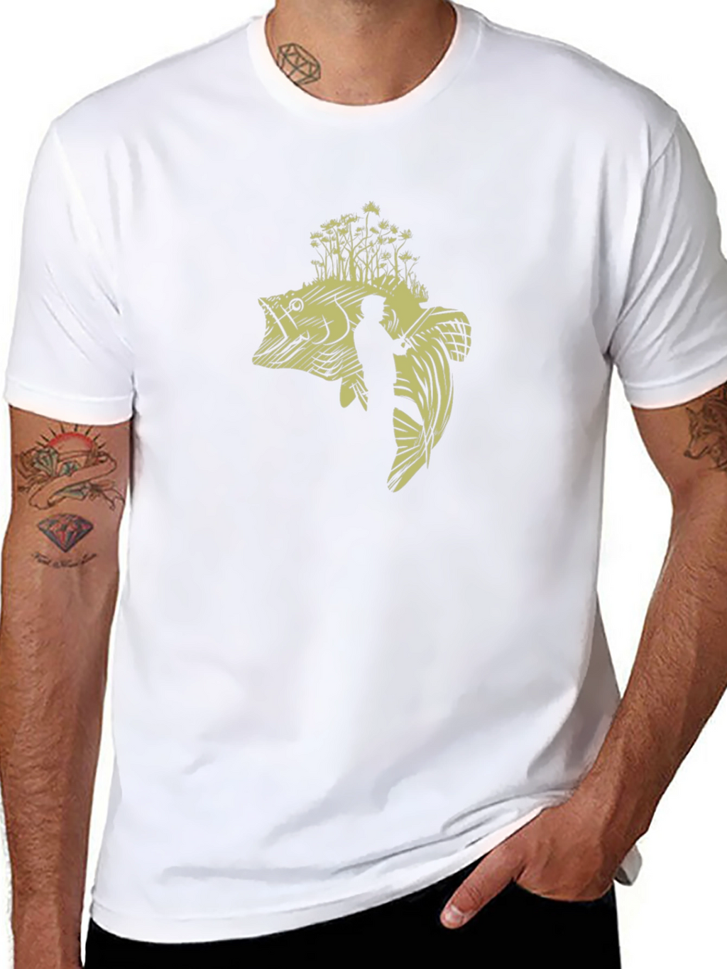 Bass Fishing Graphic T-Shirt - Black