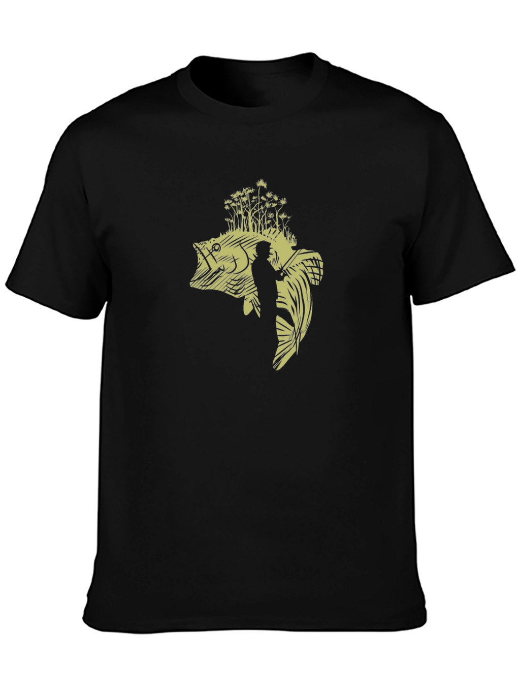 Bass Fishing Graphic T-Shirt - Black