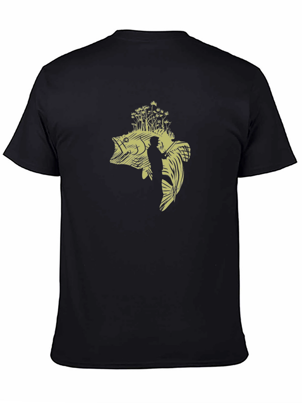 Bass Fishing Graphic T-Shirt - Black