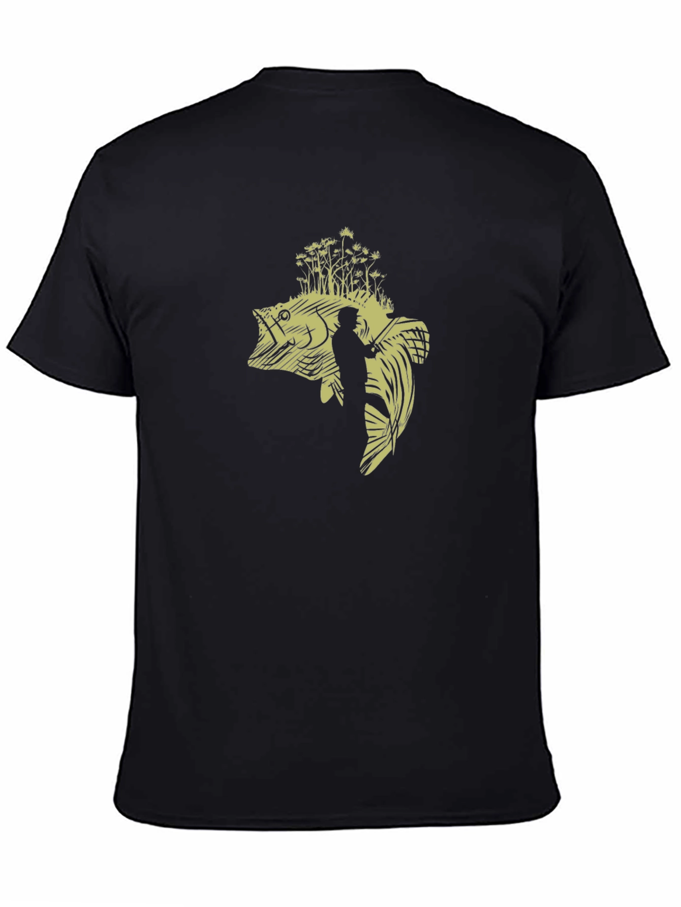 Bass Fishing Graphic T-Shirt - Black