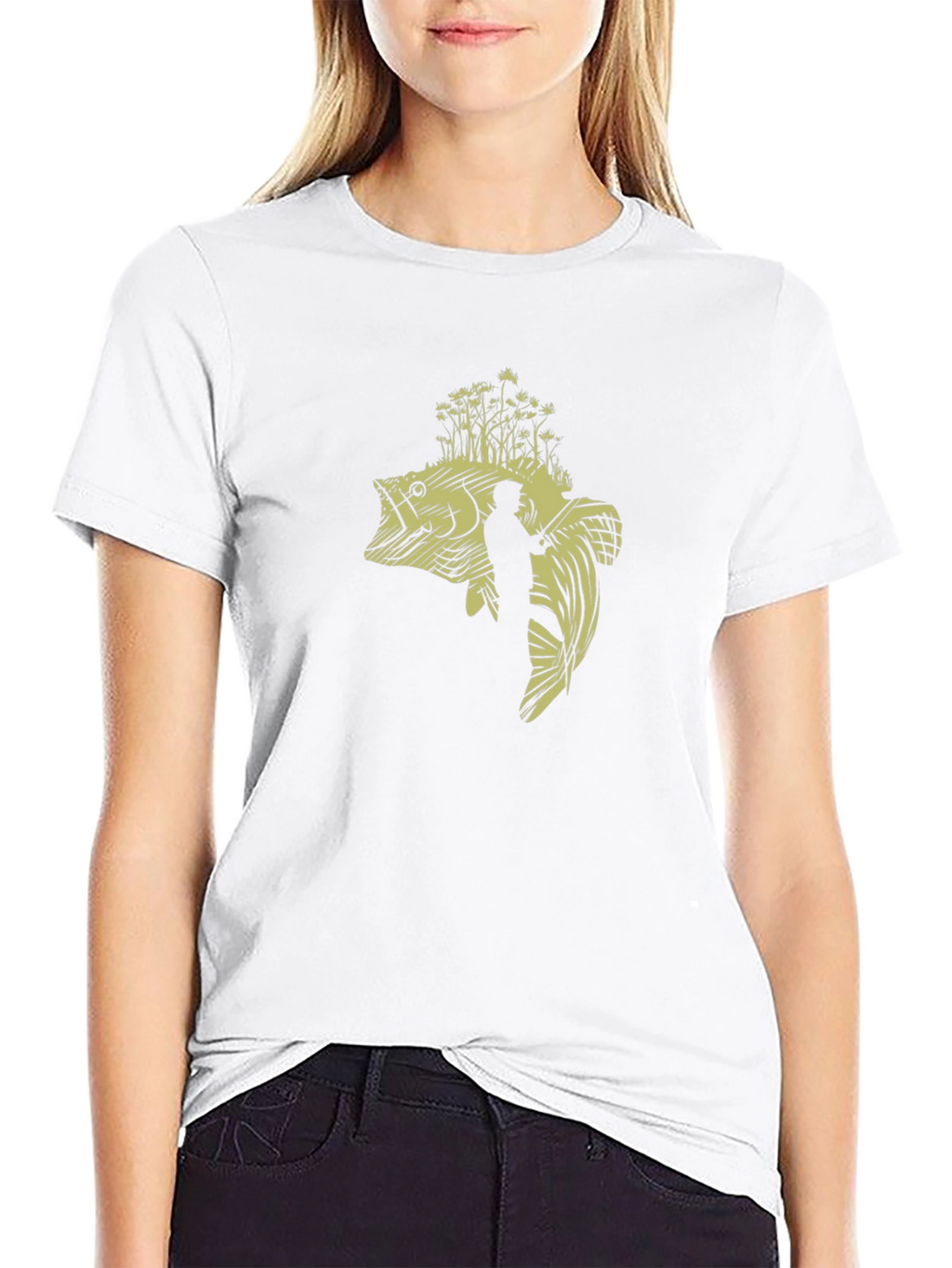 Bass Fishing Graphic T-Shirt - Black