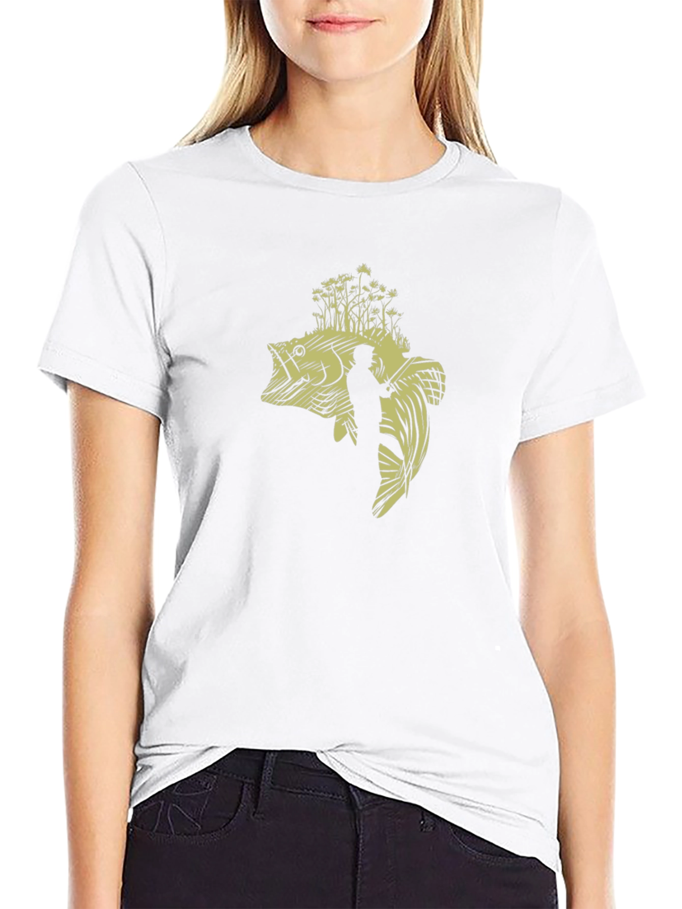 Bass Fishing Graphic T-Shirt - Black