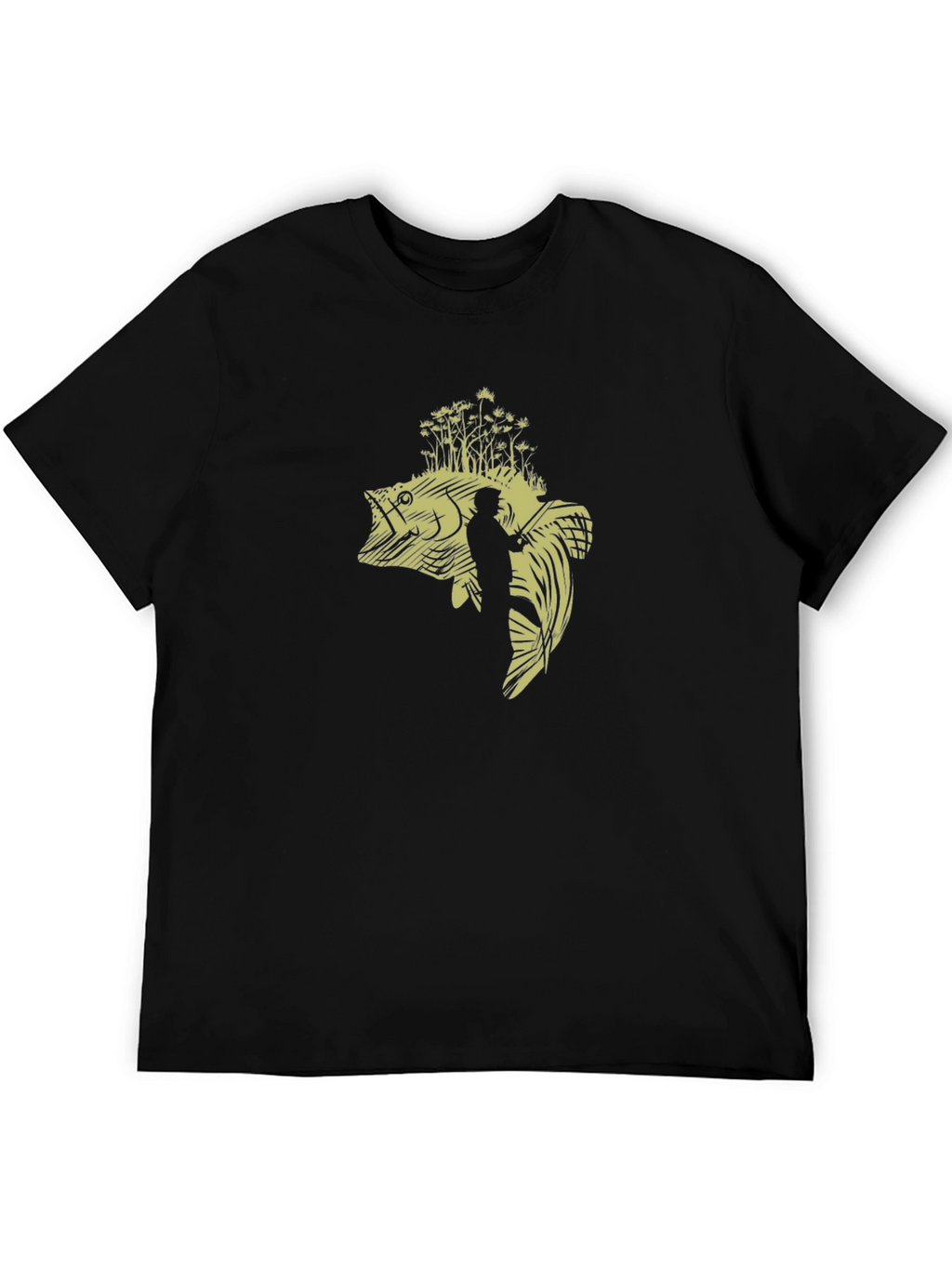 Bass Fishing Graphic T-Shirt - Black