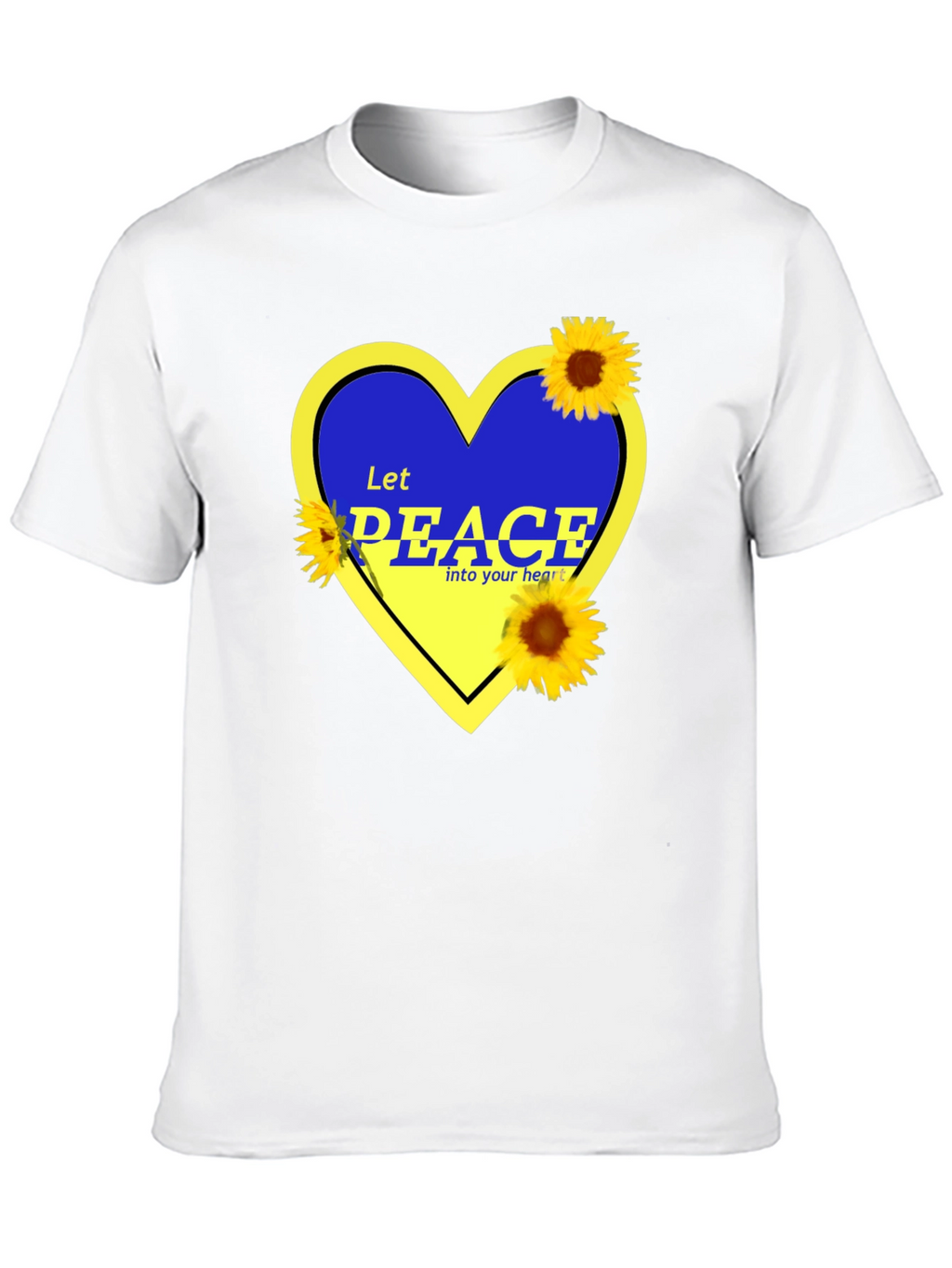 Ukraine Peace Heart T-Shirt Sunflower Design