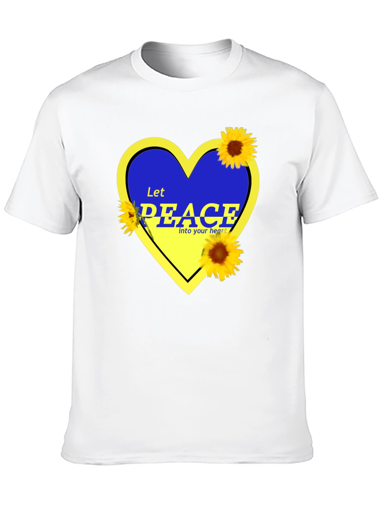 Ukraine Peace Heart T-Shirt Sunflower Design