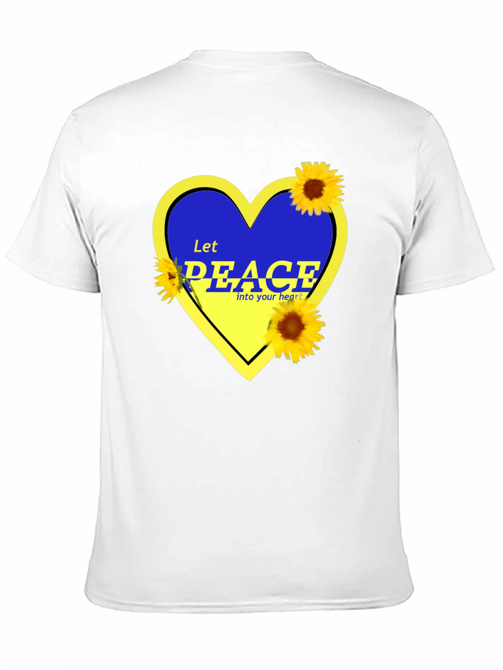 Ukraine Peace Heart T-Shirt Sunflower Design