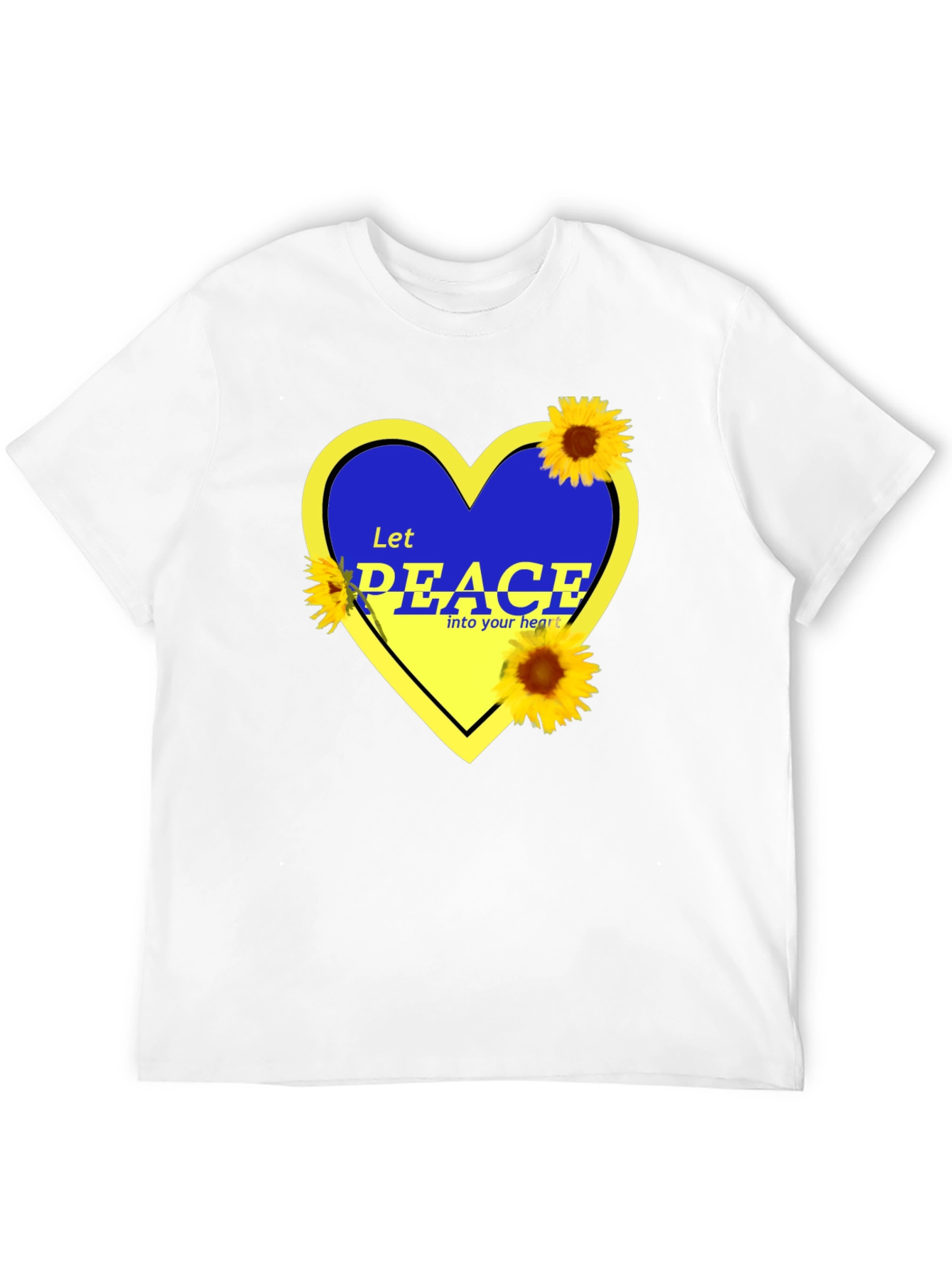 Ukraine Peace Heart T-Shirt Sunflower Design
