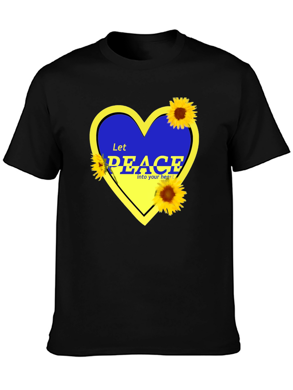 Ukraine Peace Heart T-Shirt Sunflower Design