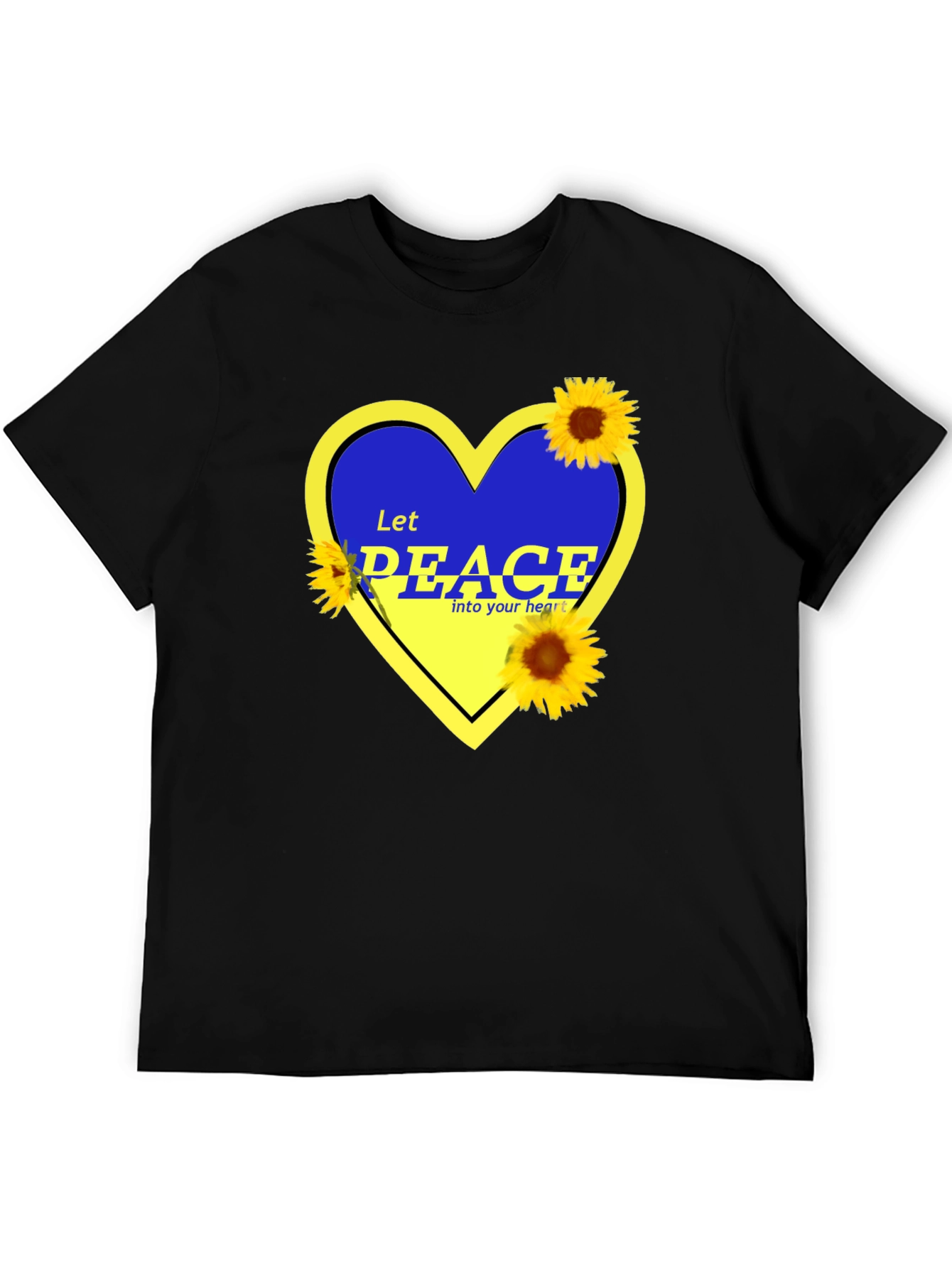 Ukraine Peace Heart T-Shirt Sunflower Design