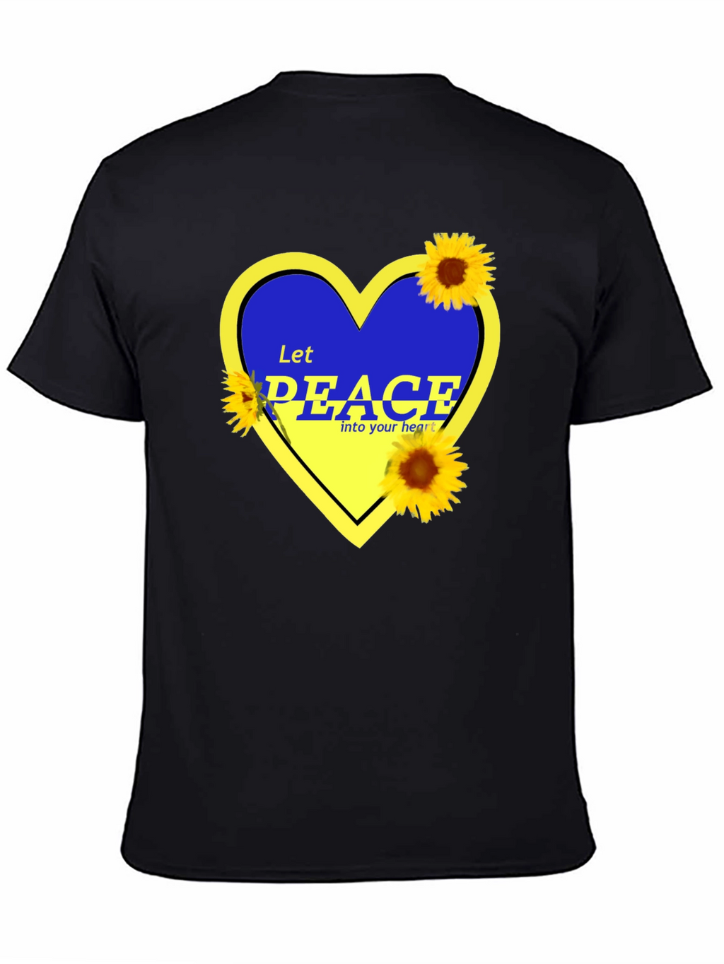 Ukraine Peace Heart T-Shirt Sunflower Design