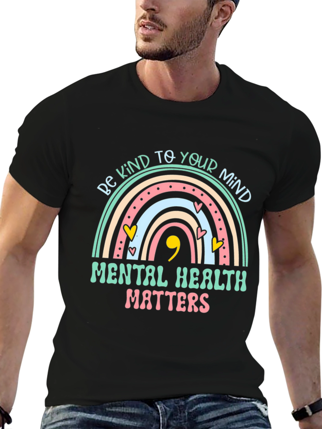 Mental Health Matters Rainbow Graphic T-Shirt
