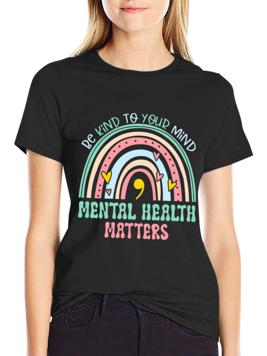 Mental Health Matters Rainbow Graphic T-Shirt