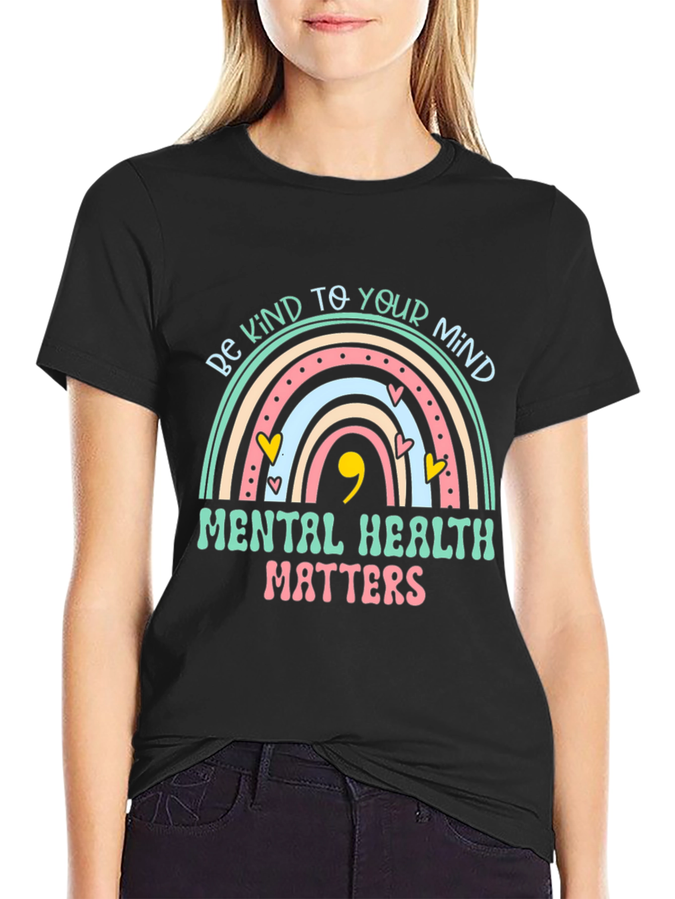 Mental Health Matters Rainbow Graphic T-Shirt