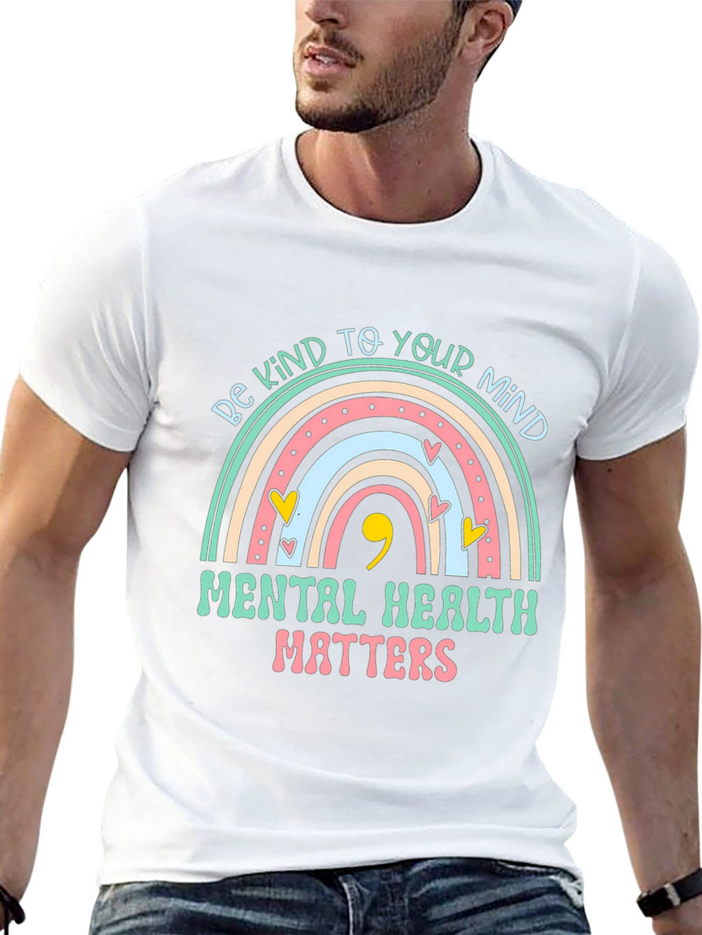 Mental Health Matters Rainbow Graphic T-Shirt