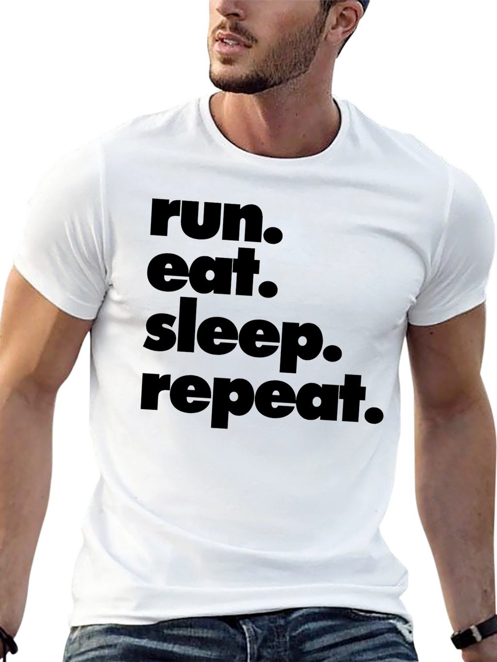 Run Eat Sleep Repeat Graphic Tee - Black