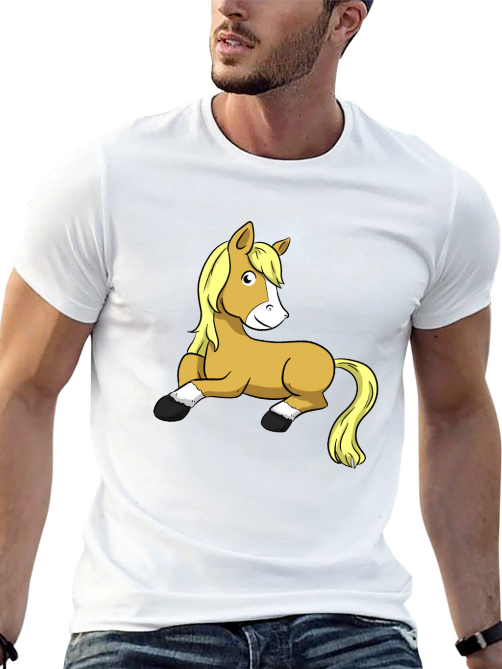 Funny Horse Graphic T-Shirt - Black Cotton Tee