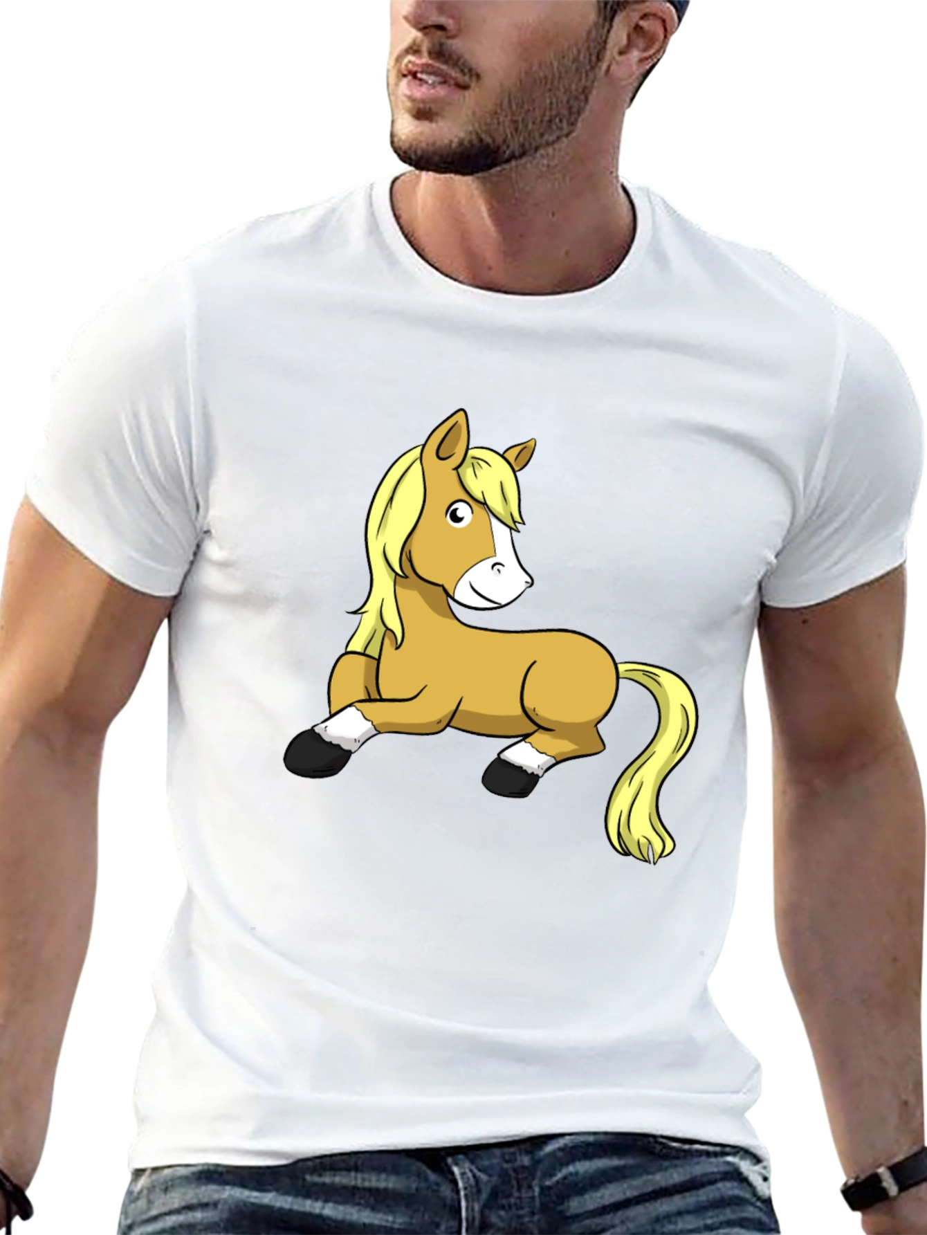 Funny Horse Graphic T-Shirt - Black Cotton Tee