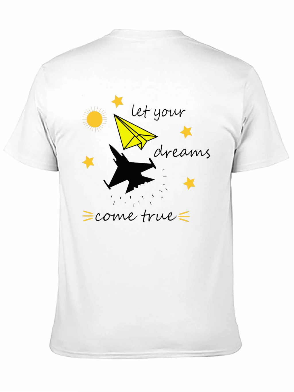 Dream True Black T-Shirt: Paper Airplane & Jet