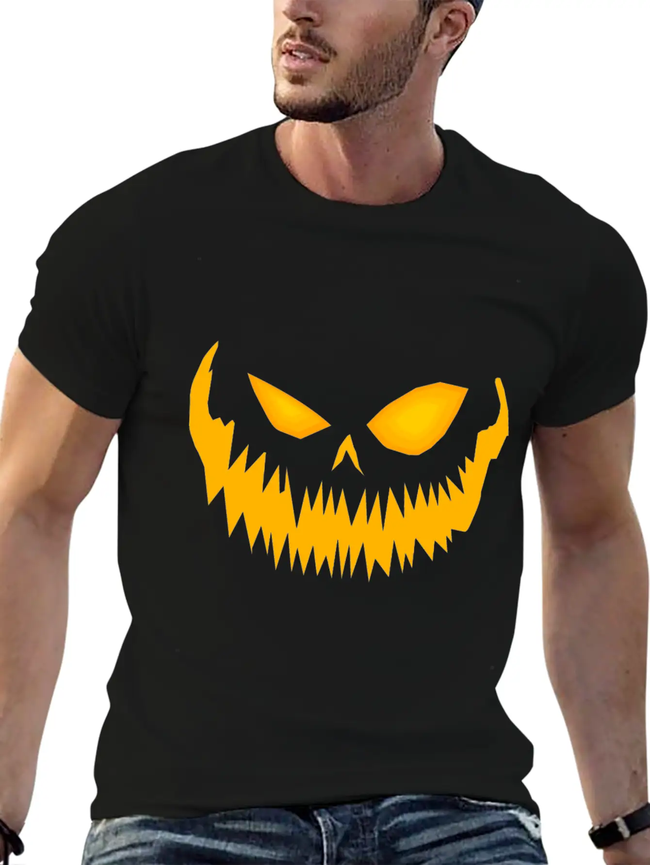 Jack O Lantern Spooky Pumpkin Face Halloween Breathable Graphic T-Shirt – Perfect For Casual Days