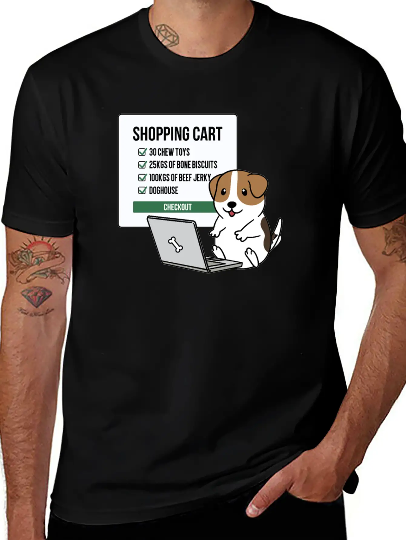 Jack Russell Terrier Shopping Cart Breathable Soft Cotton T-Shirt – Timeless Casual Look