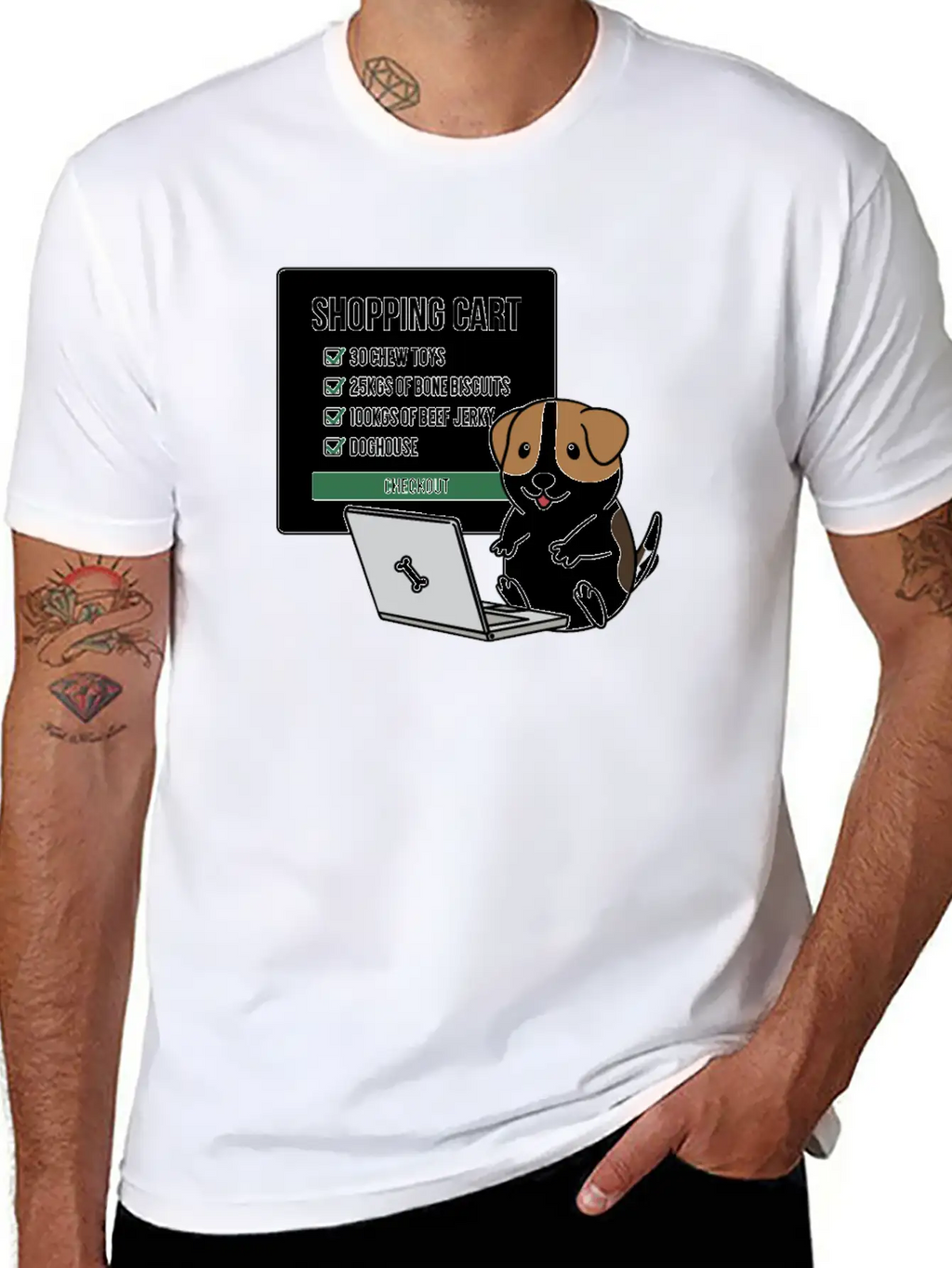 Jack Russell Terrier Shopping Cart Breathable Soft Cotton T-Shirt – Timeless Casual Look